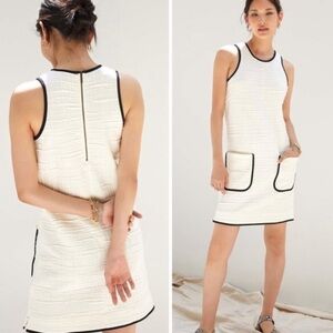 Maeve by Anthropologie Cream Textured Mini Dress with Pockets Size Small